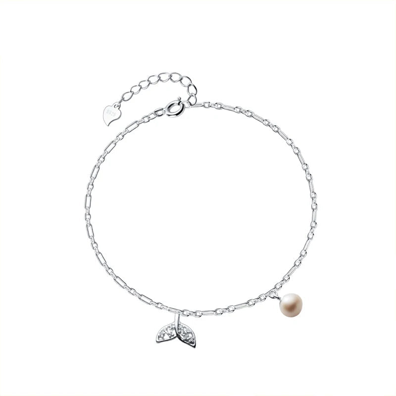 Modian Elegant 925 Sterling Silver Mermaid Tail With Charms Adjustable Anklet Leg Chain For Women Charm Clear CZ Foot Jewelry Mirror Quenn