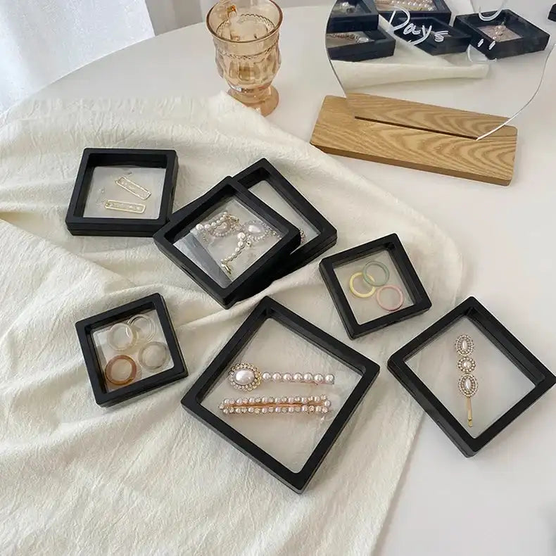5-Piece Floating Display Case Frame for Jewelry & Coins Mirror Quenn