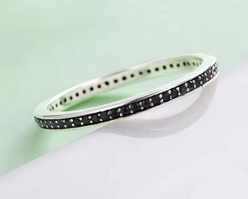 Authentic 925 Sterling Silver Dazzling CZ Stackable Rings for Women Wedding Jewelry Mother Gift SCR114 Mirror Quenn