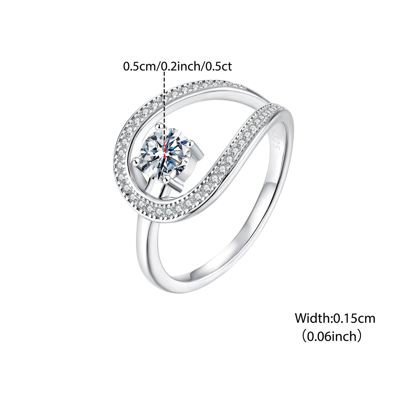 Moissanite Swirl Ring 925 Sterling Silver Lab Diamond Gift