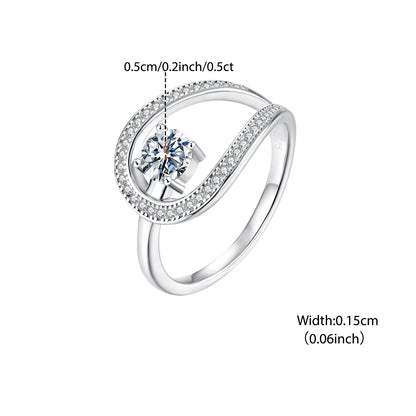 Moissanite Swirl Ring 925 Sterling Silver Lab Diamond Gift