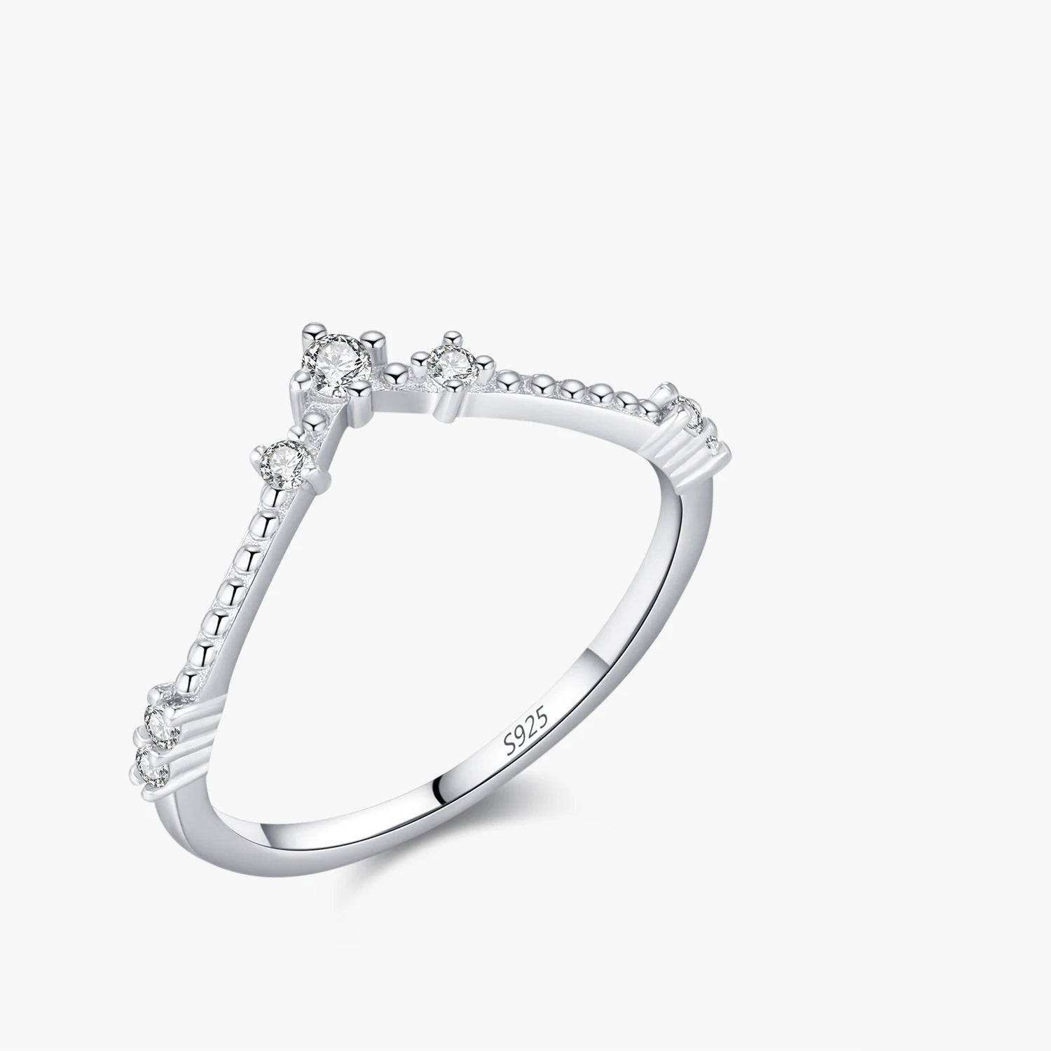 D Color Moissanite Sterling Silver Ring Mirror Quenn