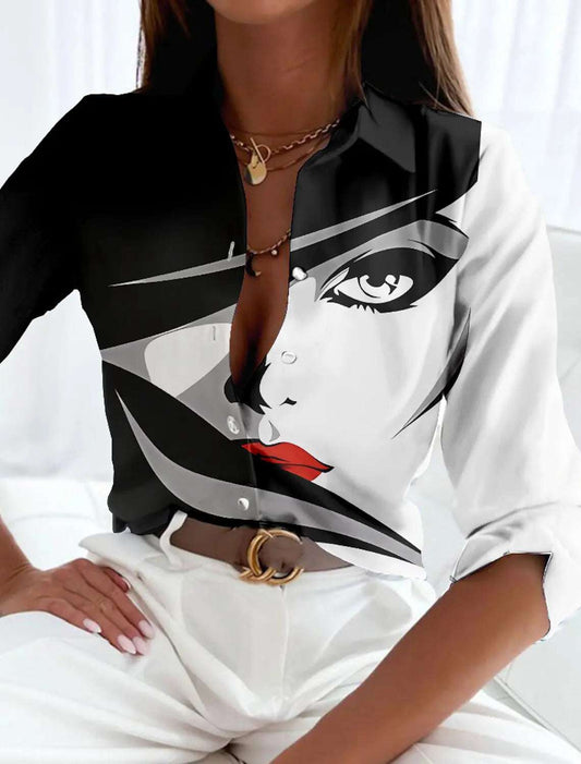Elegant Women's Loose Fit Shirt – Fashion Long Sleeve Blouse for Casual Weekend Wear, Chic and Comfortable Top