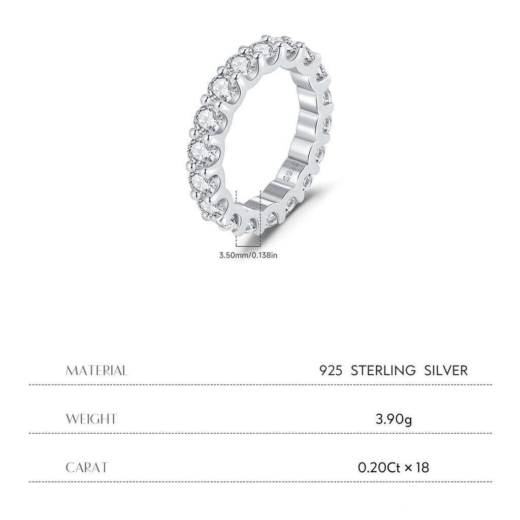 D Color Moissanite Eternity Band Ring Mirror Quenn
