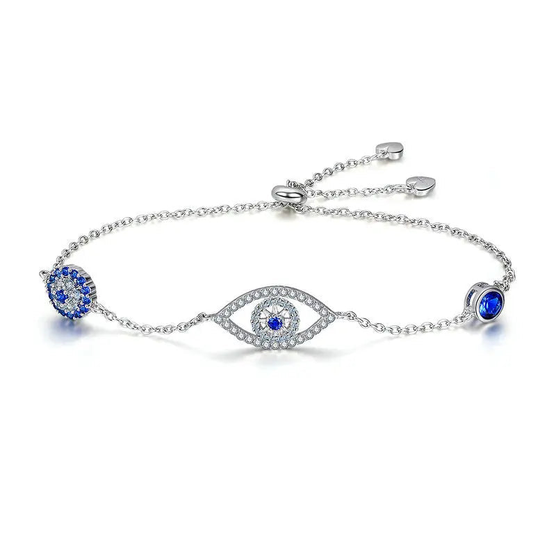 Bamoer 100% 925 Sterling Silver Blue Zircon Evil Eyes Bracelet Guardian Eye Chain for Women Gift Fine Jewelry SCB089 Mirror Quenn