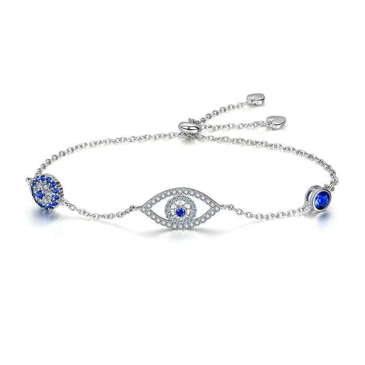Bamoer 100% 925 Sterling Silver Blue Zircon Evil Eyes Bracelet Guardian Eye Chain for Women Gift Fine Jewelry SCB089 Mirror Quenn
