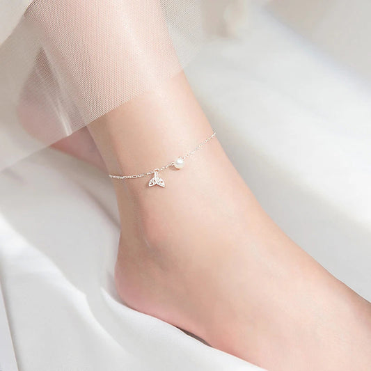 Modian Elegant 925 Sterling Silver Mermaid Tail With Charms Adjustable Anklet Leg Chain For Women Charm Clear CZ Foot Jewelry Mirror Quenn