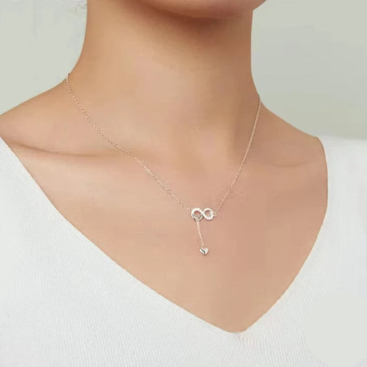 100% 925 Sterling Silver Infinity Love Pendant Necklaces Forever Love Neck Chain for Women Gift Fine Jewelry SCN223 Mirror Quenn