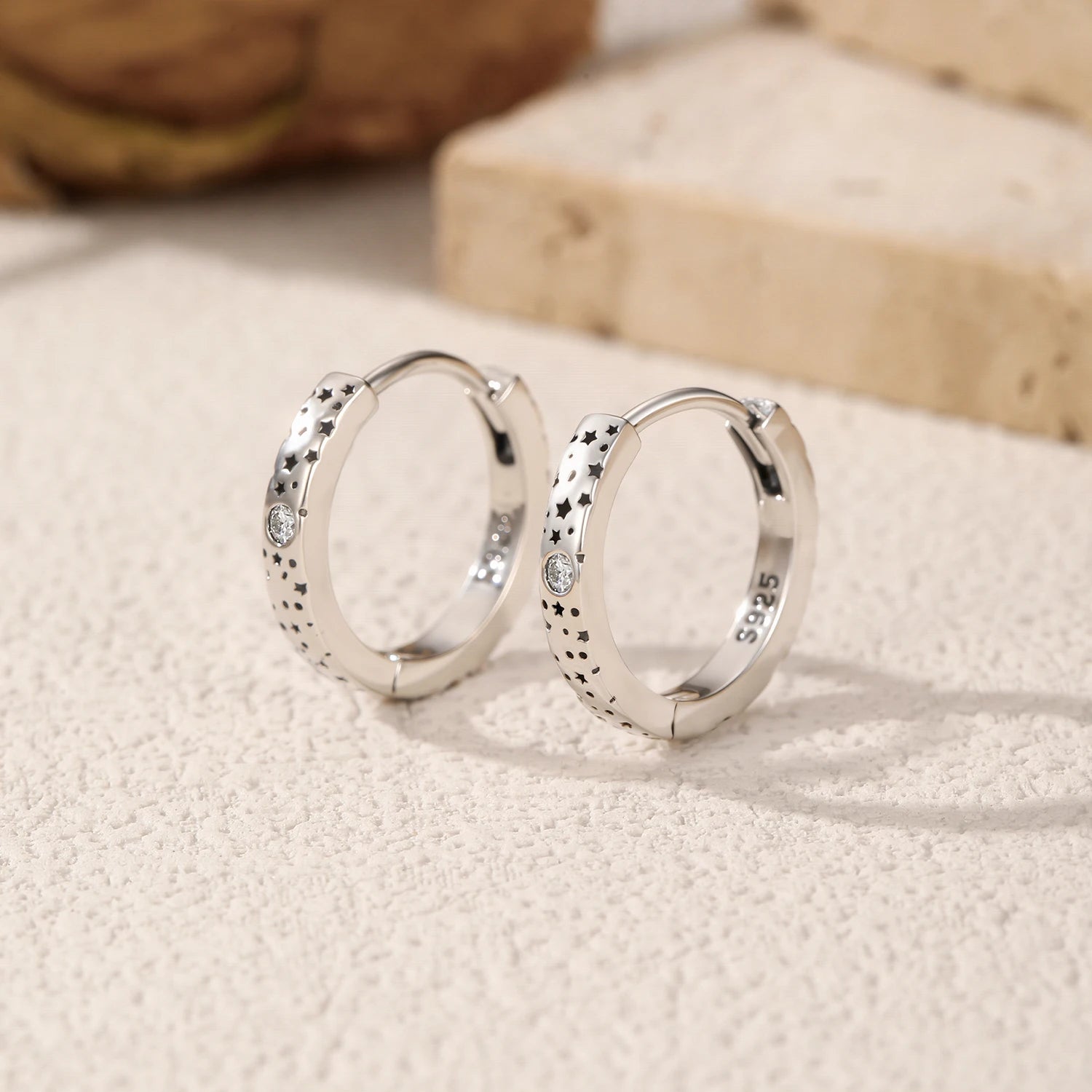 D Color Moissanite Star Hoop Earrings Mirror Quenn