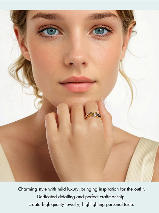 Gold Plated Wavy Stackable Ring Sterling Silver