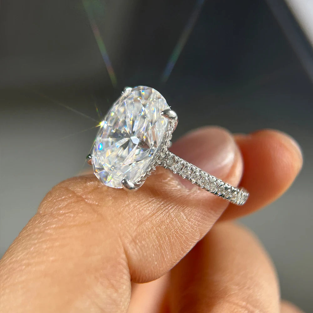 8CT Oval Cut Moissanite Engagement Ring in 925 Silver