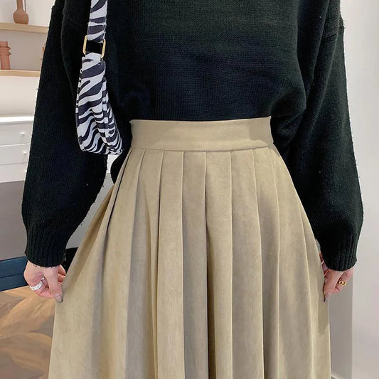 Vintage Pleated Midi Skirt