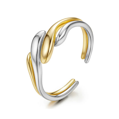 Gold Plated Wavy Stackable Ring Sterling Silver