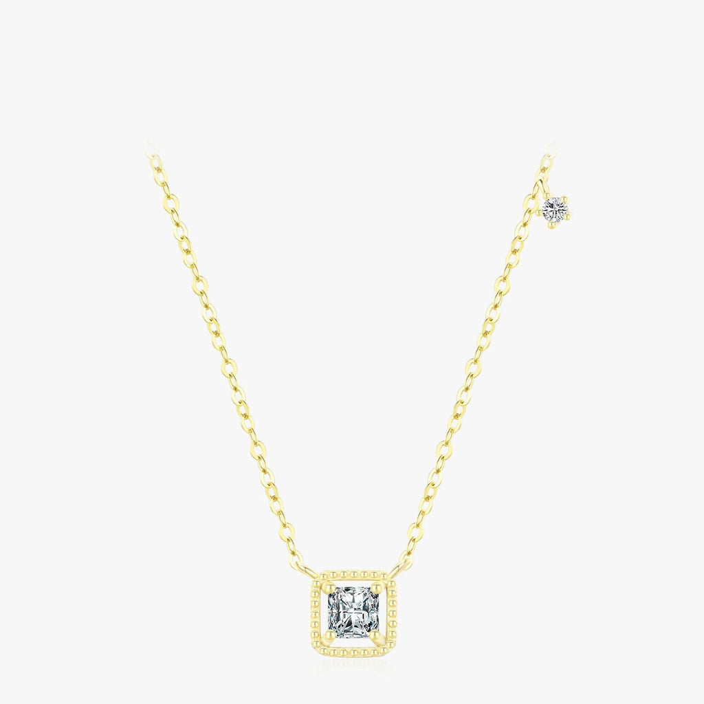 MODIAN 925 Sterling Silver Simple High Quality Square Zirconia Necklace Pendant Trendy Gold Color Link Chain For Women Jewelry Mirror Quenn