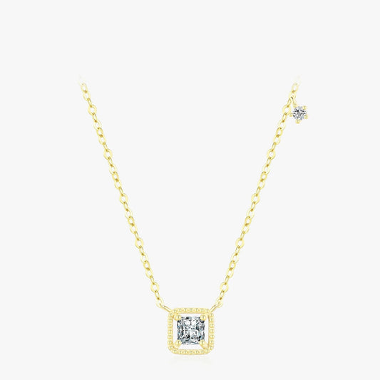 MODIAN 925 Sterling Silver Simple High Quality Square Zirconia Necklace Pendant Trendy Gold Color Link Chain For Women Jewelry Mirror Quenn