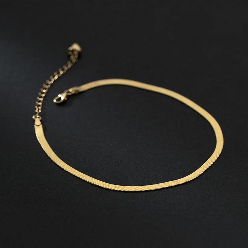Modian Foot Jewelry Anklet Simple Snake Exquisite Bracelet For Women Real 925 Sterling Silver Anklets For Women Party Gifts Mirror Quenn