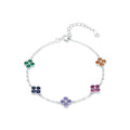 Lucky Clover Zircon Sterling Silver Bracelet