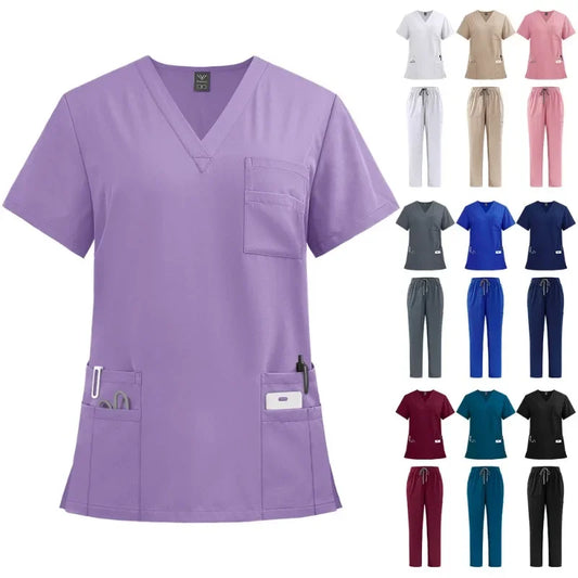 Unisex Modern V-Neck Scrub Set – High-Quality Medical Uniform for Doctors & Nurses