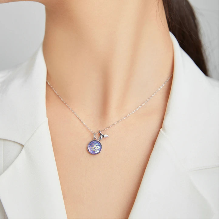 Bamoer 925 Sterling Silver Purple Fish Jewelry Set Happy Tropical Litte Fish Earrings Necklace for Women Fashion Jewelry SCE1028 Mirror Quenn