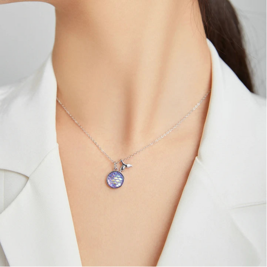 Bamoer 925 Sterling Silver Purple Fish Jewelry Set Happy Tropical Litte Fish Earrings Necklace for Women Fashion Jewelry SCE1028 Mirror Quenn