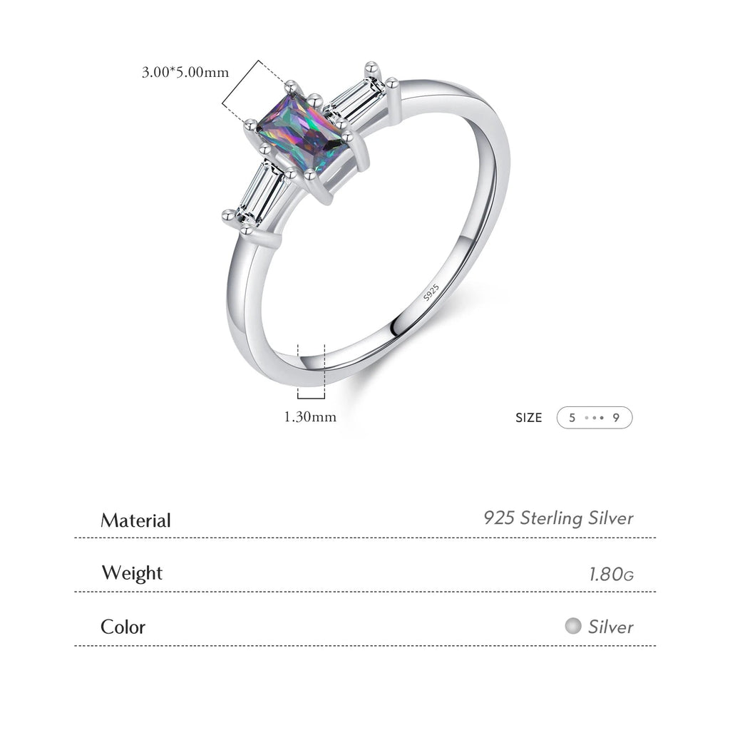 MODIAN 925 Sterling Silver Colorful Rectangle Zircon Classic Wedding Ring For Women Engagement Fine Jewelry Mirror Quenn