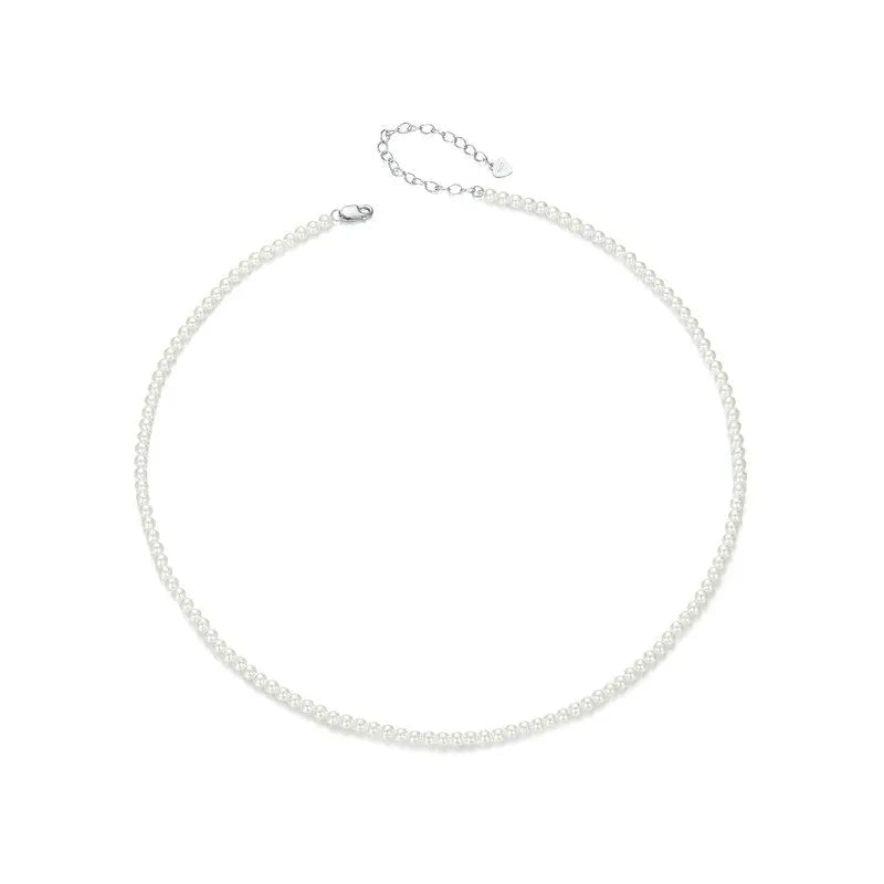 mirrorquenn Pearl Necklace for Women Shell Pearl Beaded Necklace, 925 Sterling Silver Australian South Sea Pearl Necklace Jewelry