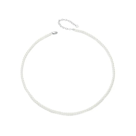 mirrorquenn Pearl Necklace for Women Shell Pearl Beaded Necklace, 925 Sterling Silver Australian South Sea Pearl Necklace Jewelry