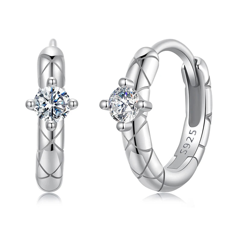 Gold Moissanite Pattern Hoop Earrings Silver
