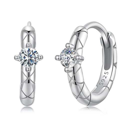 Gold Moissanite Pattern Hoop Earrings Silver
