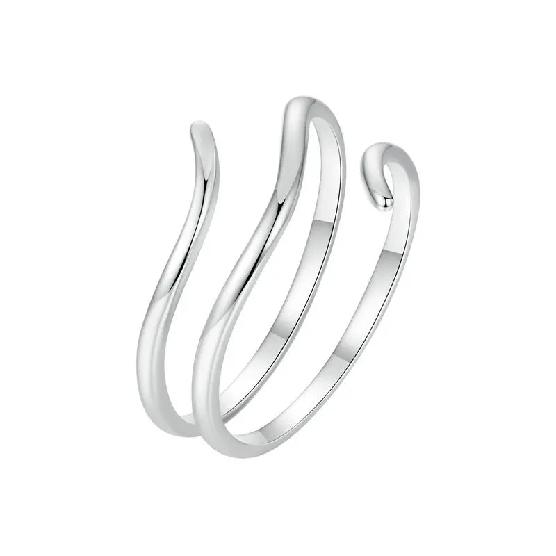BAMOER Gold Minimalist Multi-layer Adjustable Ring, 925 Sterling Silver Lucky Statement Ring for Women Jewelry Gift SCR1040-E Mirror Quenn