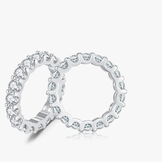 D Color Moissanite Eternity Band Ring Mirror Quenn