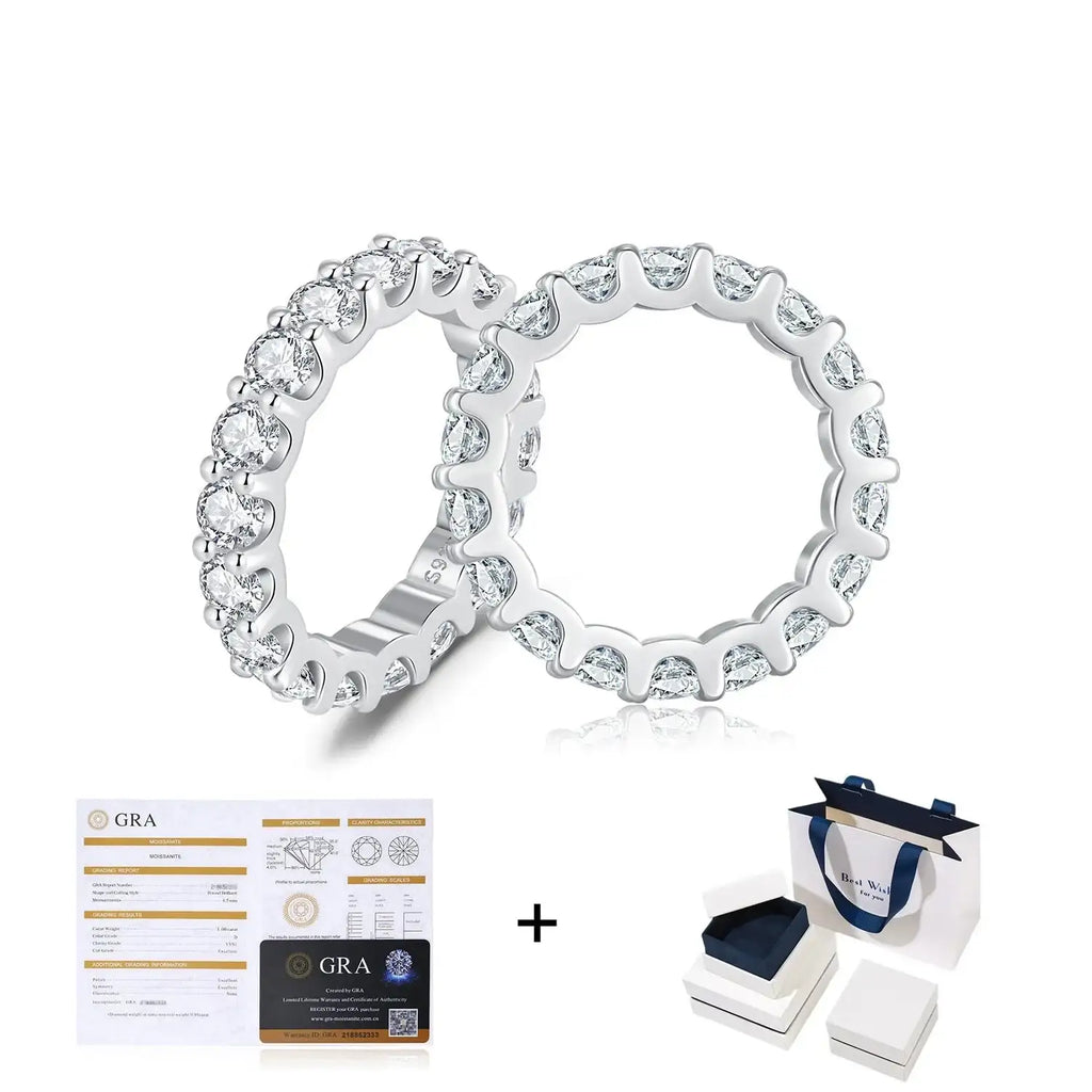 D Color Moissanite Eternity Band Ring Mirror Quenn