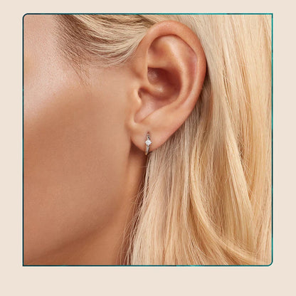 Gold Moissanite Pattern Hoop Earrings Silver