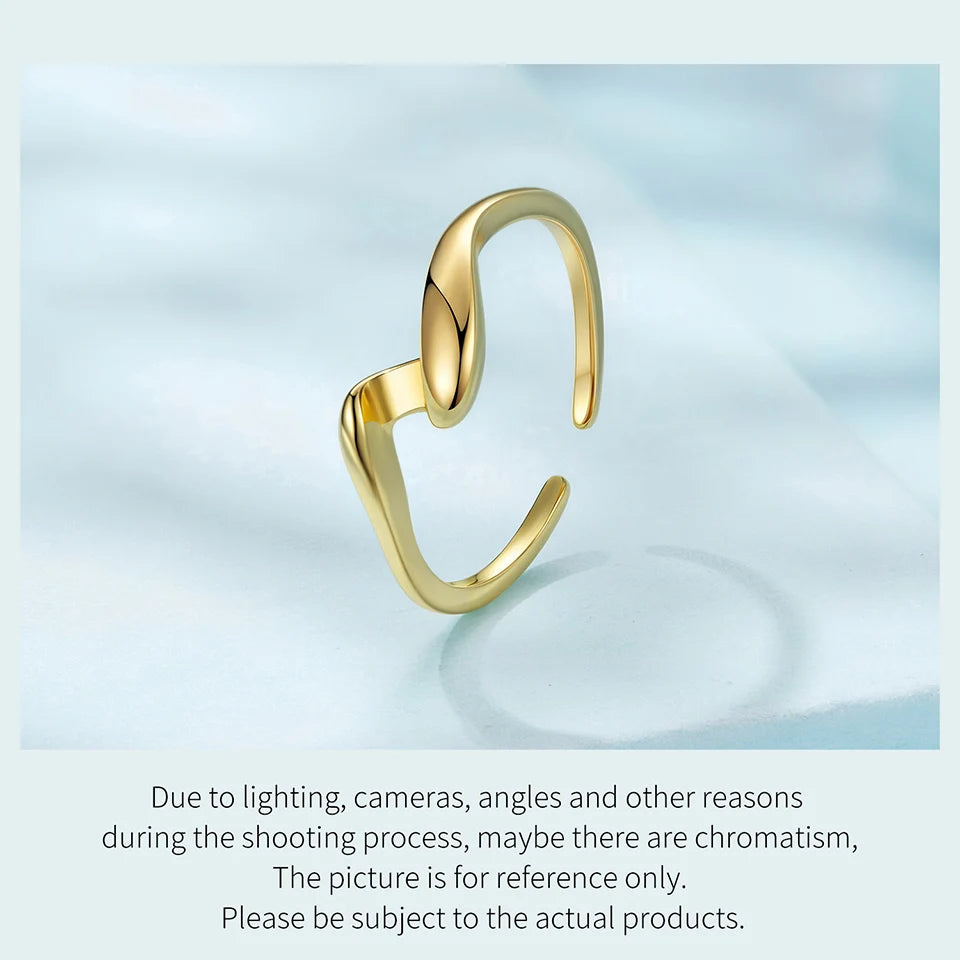 Gold Plated Wavy Stackable Ring Sterling Silver