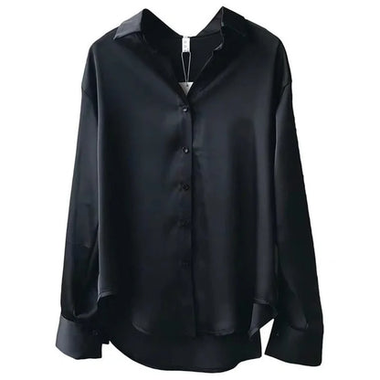 Bow Tie Collar Button-Up Blouse – Casual Women’s Shirt