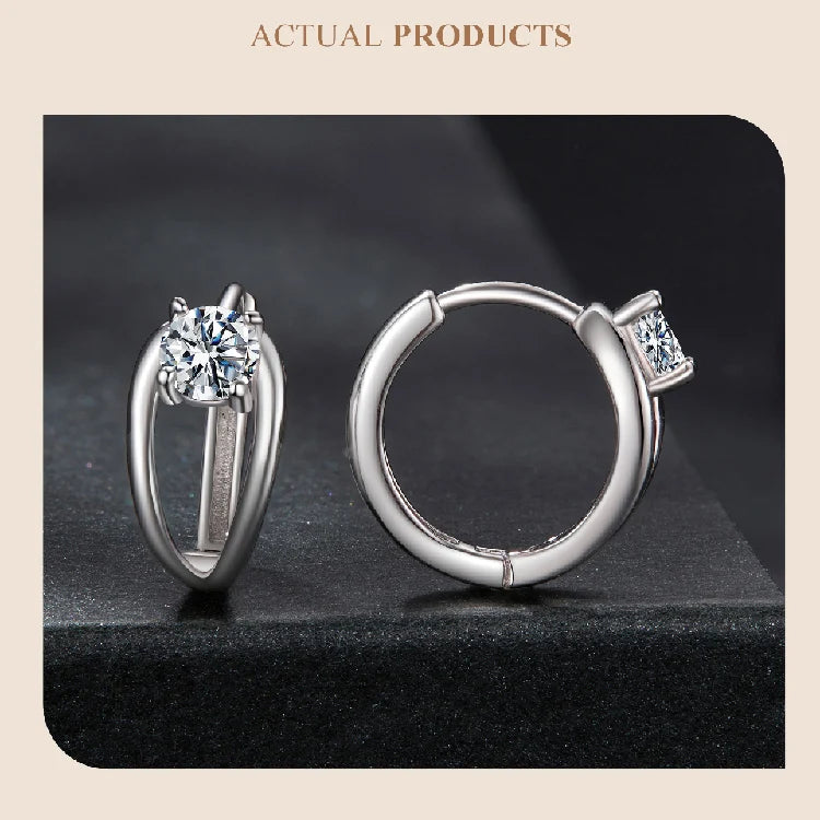 0.3CT Moissanite Hoop Earrings Silver Gold
