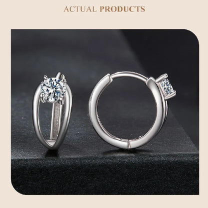 0.3CT Moissanite Hoop Earrings Silver Gold