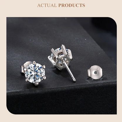 Moissanite Stud Earrings 925 Sterling Silver Lab Diamond