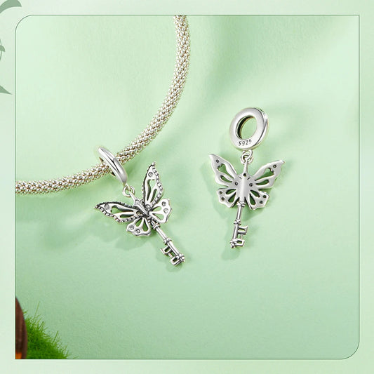 Sterling Silver Green Butterfly Charm Bracelet Bead DIY
