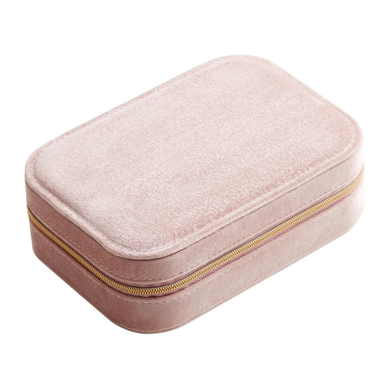 Double-Layer Large-Capacity Jewelry Box Velvet Ring Earrings Bracelet Pendant Storage Box Travel Portable Jewelry Case Organizer Mirror Quenn