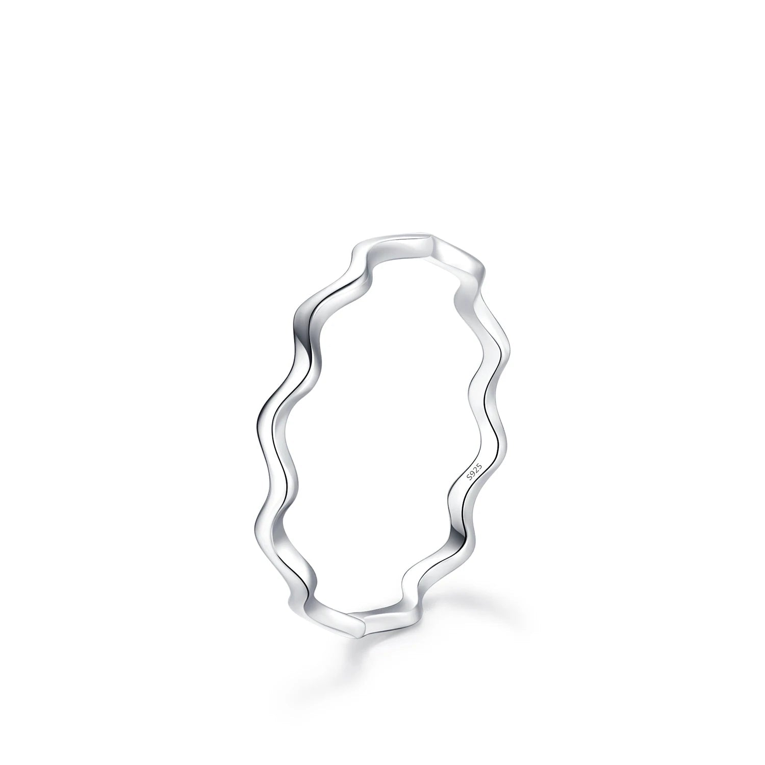 MODIAN 925 Sterling Silver Simple Fashion Stackable Ring Classic Wave Geometric Exquisite Finger Rings For Women Party Jewelry Mirror Quenn