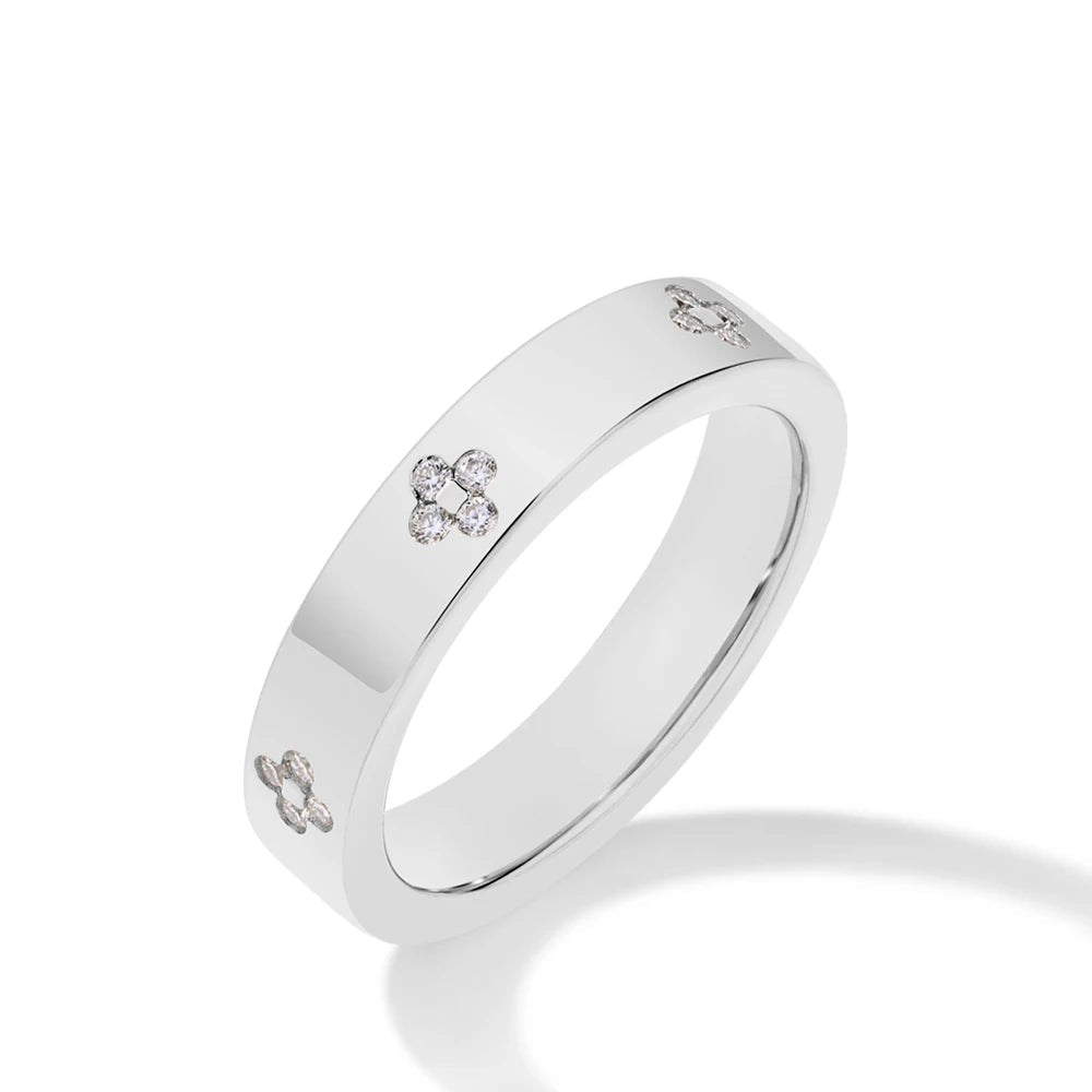 D Color Moissanite Flower Wedding Band Ring - Mirror Quenn - shop now worldwide shipping