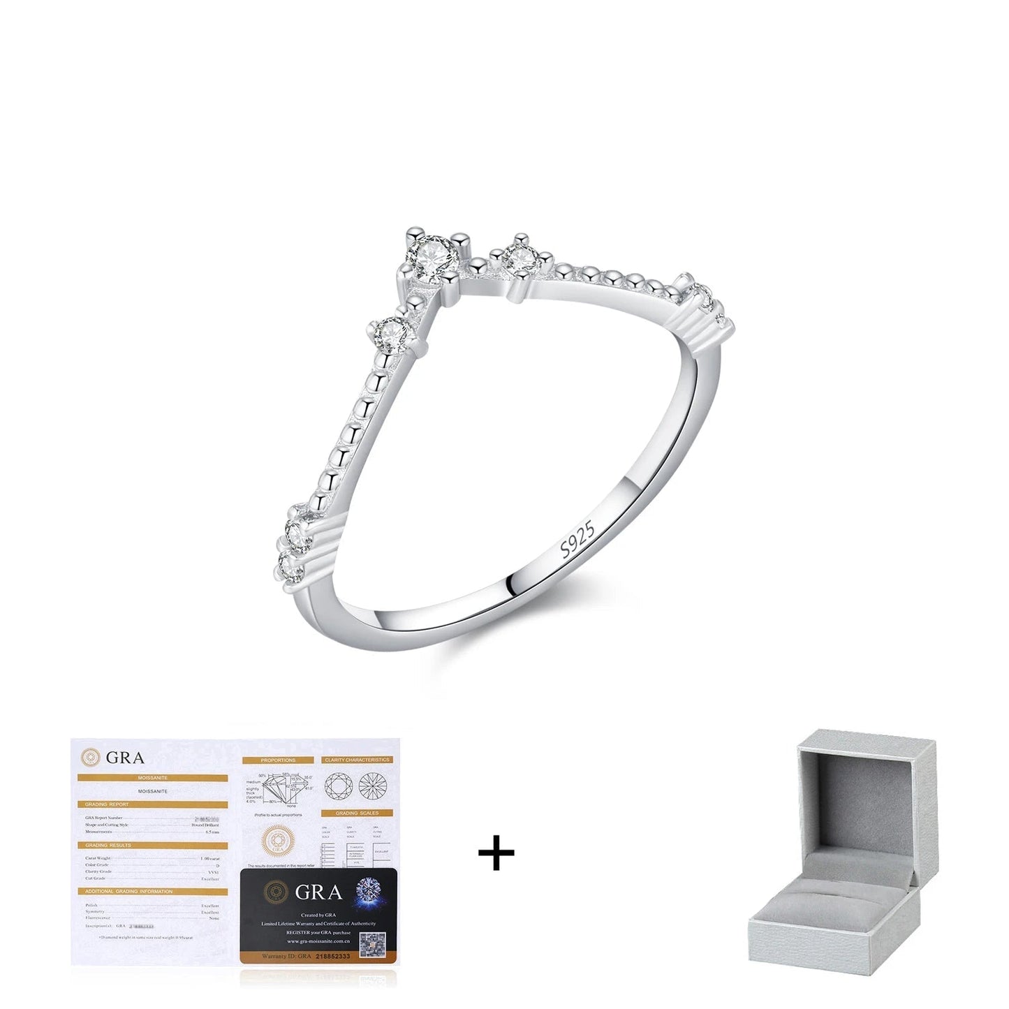D Color Moissanite Sterling Silver Ring Mirror Quenn