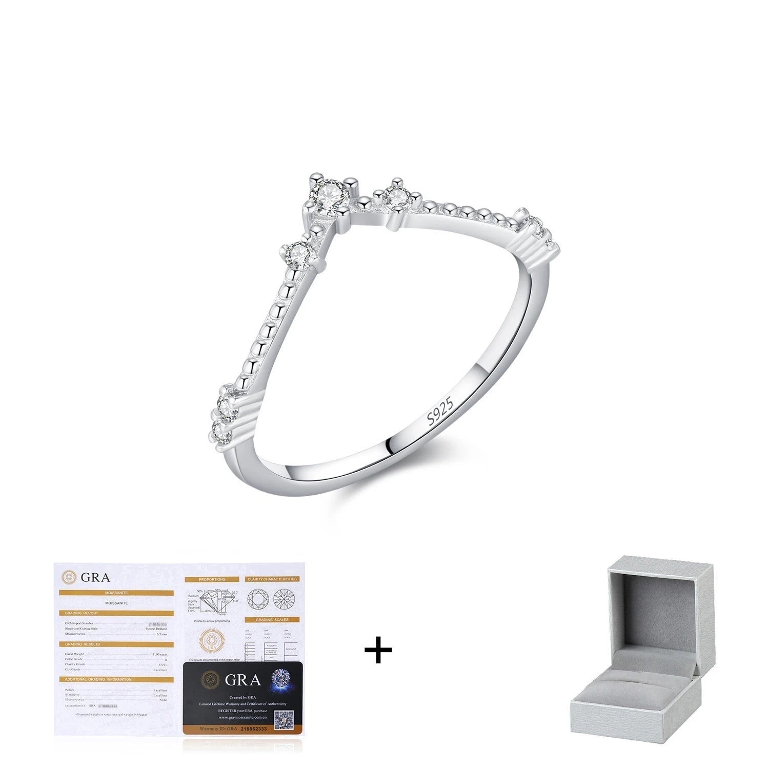 D Color Moissanite Sterling Silver Ring Mirror Quenn