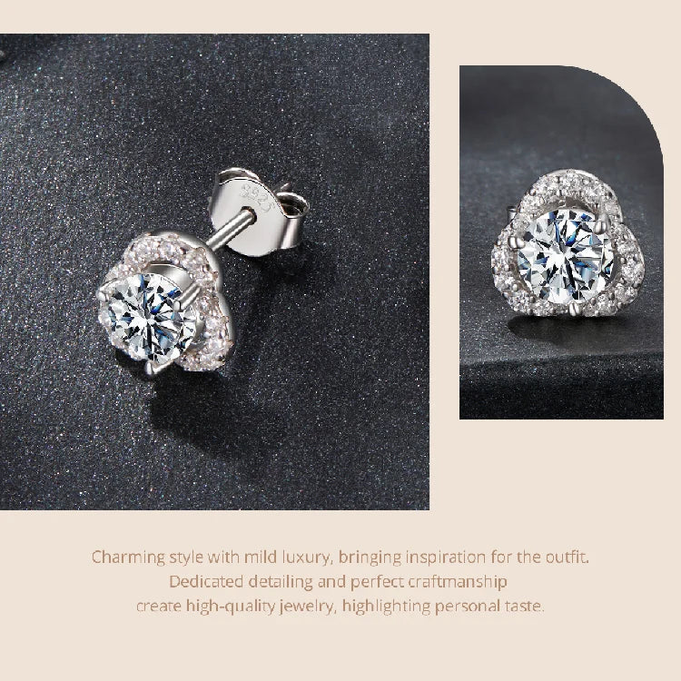 0.5CT Moissanite Clover Earrings 925 Sterling Silver Lab Diamond