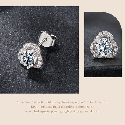 0.5CT Moissanite Clover Earrings 925 Sterling Silver Lab Diamond