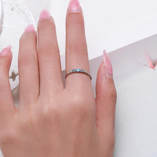 Modian 925 Sterling Silver Simple Stackable Fashion Thin Finger Ring Charm Blue Zirconia Rings For Women Wedding Fine Jewelry Mirror Quenn