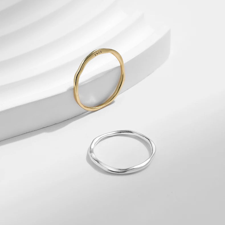 MODIAN 925 Sterling Silver Simple Fashion Stackable Ring Classic Wave Geometric Exquisite Finger Rings For Women Party Jewelry Mirror Quenn
