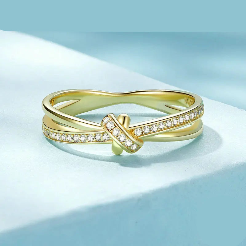 925 Sterling Silver Double Layer Knot Finger Ring Stackable Rings for Women Original Design Fine Jewelry SCR896 2 Colors Mirror Quenn