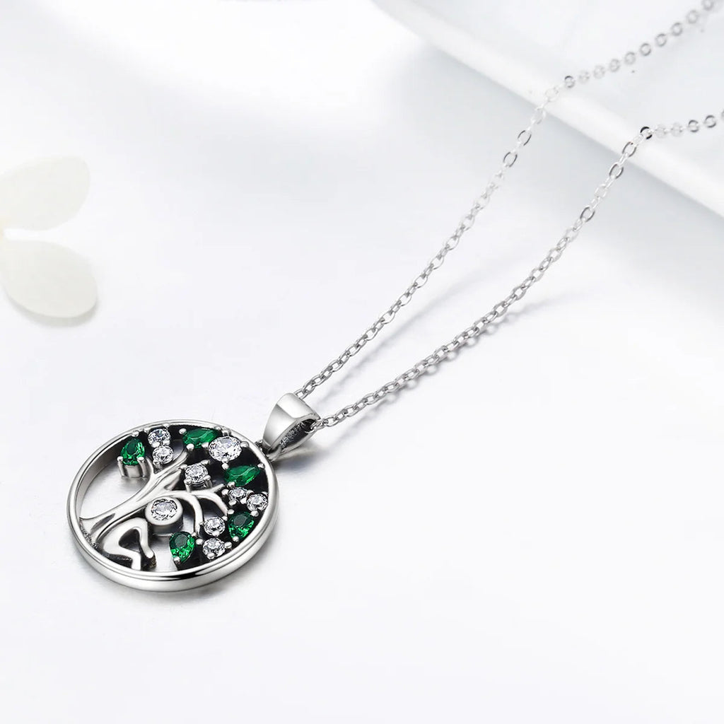 BAMOER 925 Sterling Silver Tree of Life Necklace for Women, 14K Gold Plated Lucky Tree Pendant Necklaces Jewelry for Girlfriend Mirror Quenn